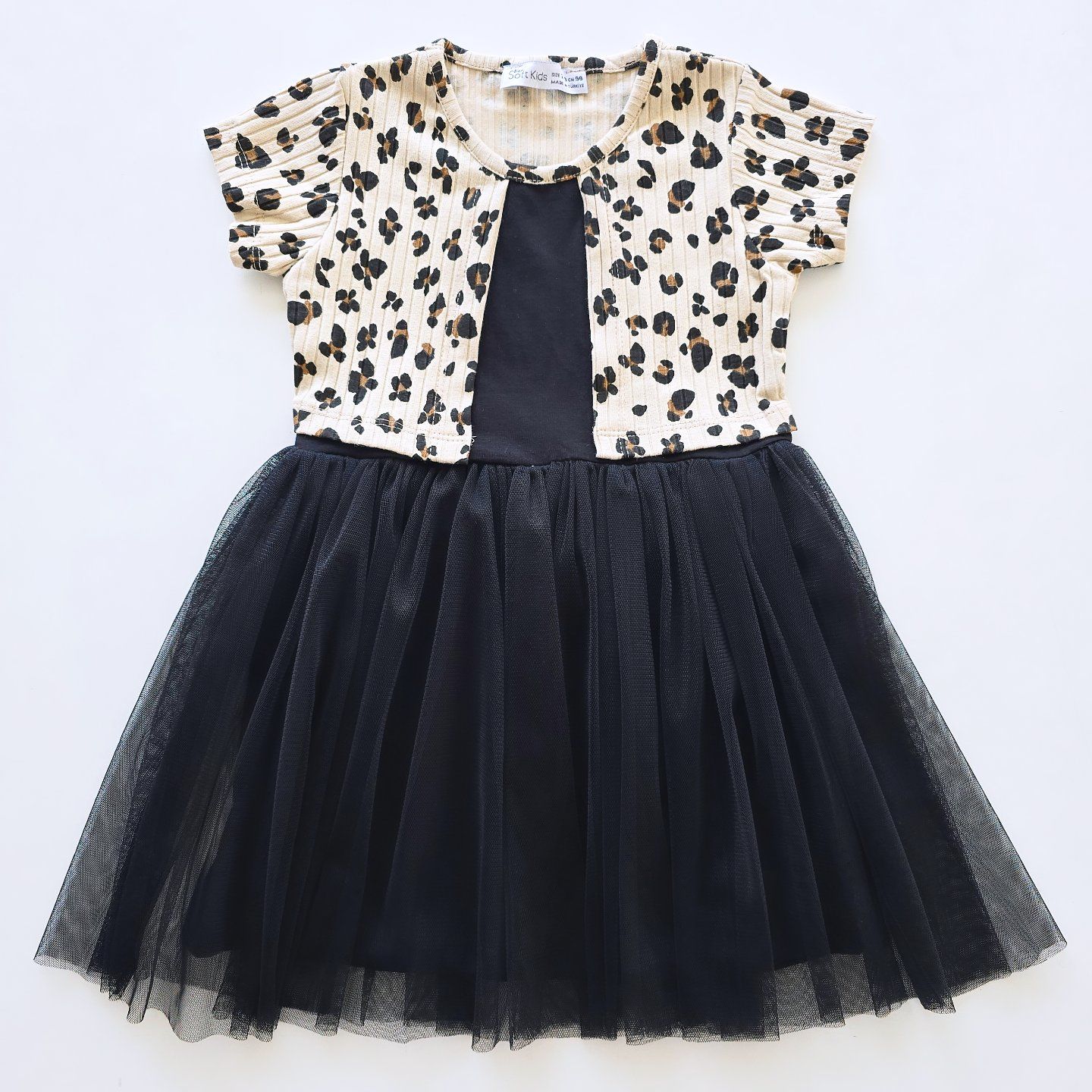 Soft kids birleşik yelekli tüllü elbise