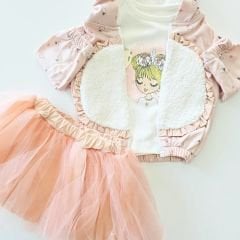 Boncuk baby unicorn kapşonlu ceketli etekli takım