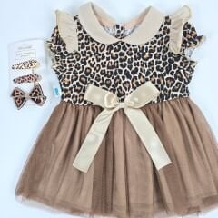 Million Leoparlı fırfırlı elbise 3-6-9-12 ay (toka hariç)