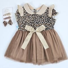 Million Leoparlı fırfırlı elbise 3-6-9-12 ay (toka hariç)