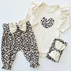 Minicayzen kalpli leoparlı takım