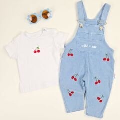 Baby buu Kiraz nakışlı badili esnek kot slopet (gözlük hariç)