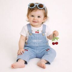 Baby buu Kiraz nakışlı badili esnek kot slopet (gözlük hariç)