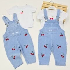 Baby buu Kiraz nakışlı badili esnek kot slopet (gözlük hariç)