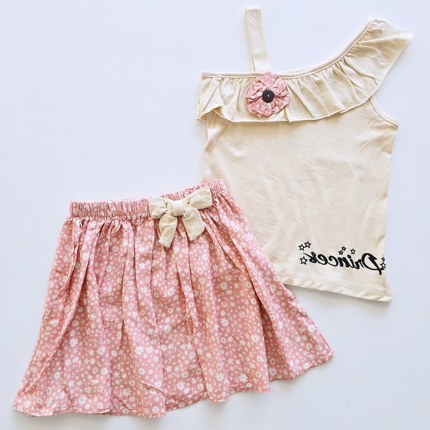 Deco kids askılı çiçekli etekli takım