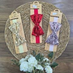 Lastikli payetli fiyonk bandana  0-24 AY