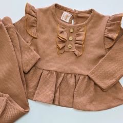 Deco baby düğmeli waffle takım