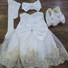 Dantelli özel gün elbise takım 0-3 ay