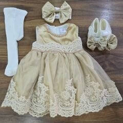 Dantelli özel gün elbise takım 0-3 ay