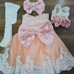 Dantelli özel gün elbise takım 0-3 ay