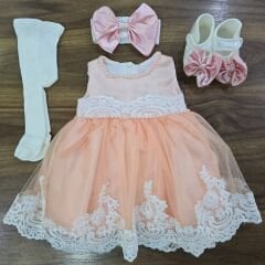Dantelli özel gün elbise takım 0-3 ay