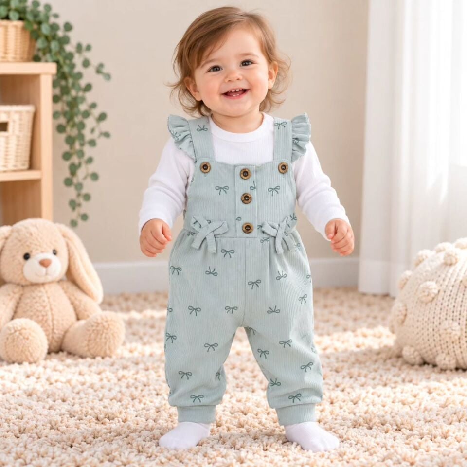 Çıtçıtlı badili çoraplı fırfırlı fiyonklu slopet 0-3-6-9 AY