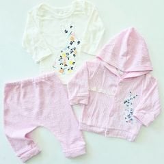 Donino baby tavşan nakışlı müslin takım