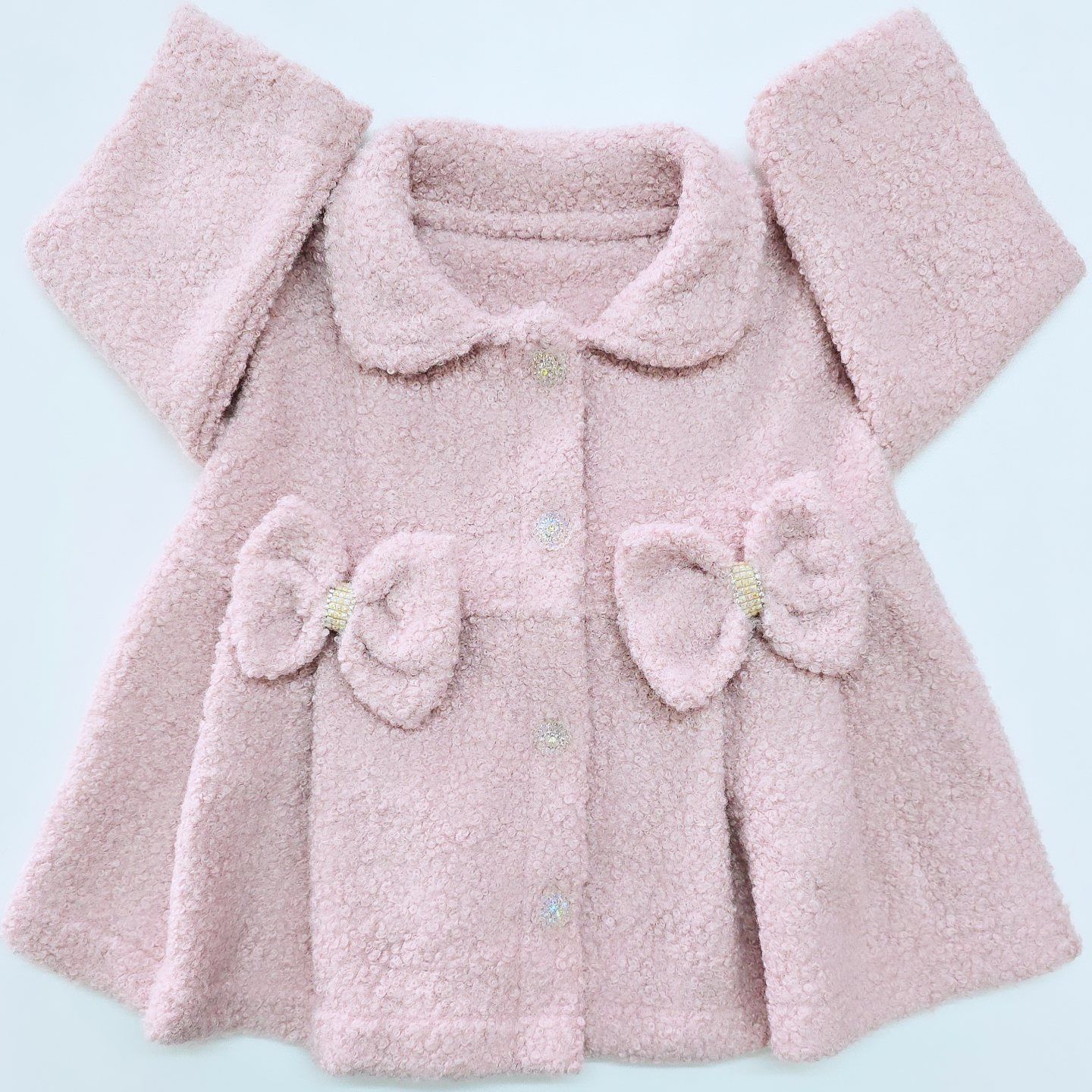Tufitto baby kaşe buklet fiyonklu mont pembe