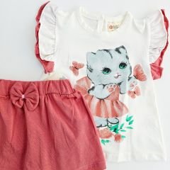Babywood kedili fırfırlı etekli takım