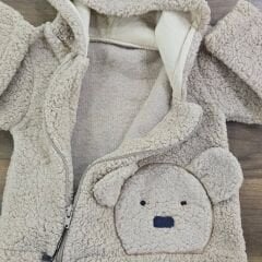 Ayıcıklı kapşonlu kışlık kuzu hırka