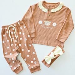 Dolaş baby ayıcıklı yakası fırfırlı takım