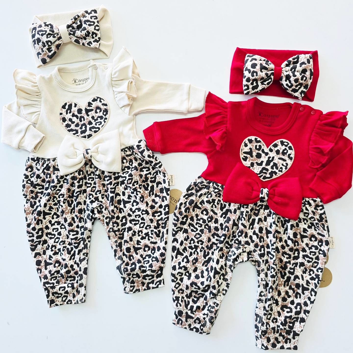 Minicayzen baby kalpli leoparlı tulum
