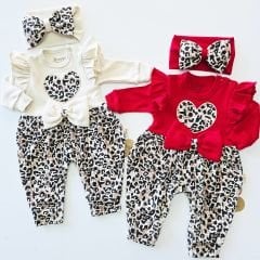 Minicayzen baby kalpli leoparlı tulum