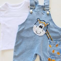 Baby buu badili zürafa nakışlı kot şort slopet