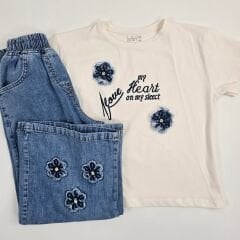 İNCİLAY ÇİÇEKLİ KOT TAKIM 6-7-8-9-10 YAŞ