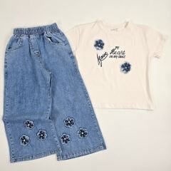 İNCİLAY ÇİÇEKLİ KOT TAKIM 6-7-8-9-10 YAŞ