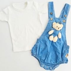 Lomix baby badili ayıcıklı kot tulum