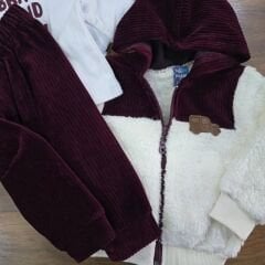 Nazar Kapşonlu welsoft ceketli penye badili kadife altlı takım