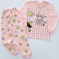 Mehdix kids puanlı pijama takım somon