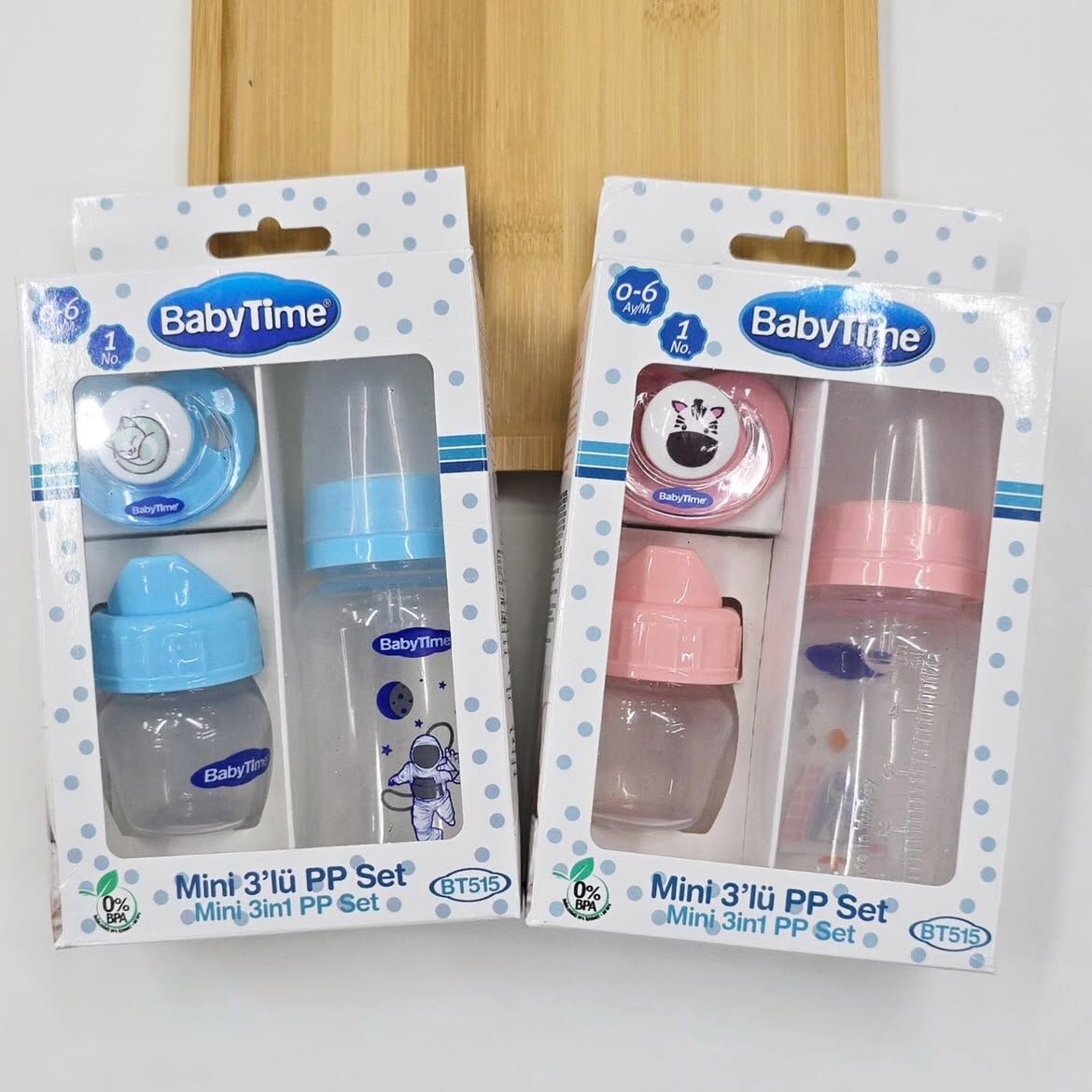 Mini 3'lü plastik biberon emzik seti