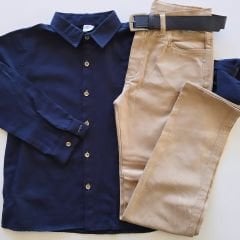 Terry kids keten pantolonlu gömlekli takım