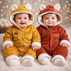 Kapşonlu kadife içi peluş tulum (KALIBI KÜÇÜKTÜR 1 BEDEN BÜYÜK ALINIZ)