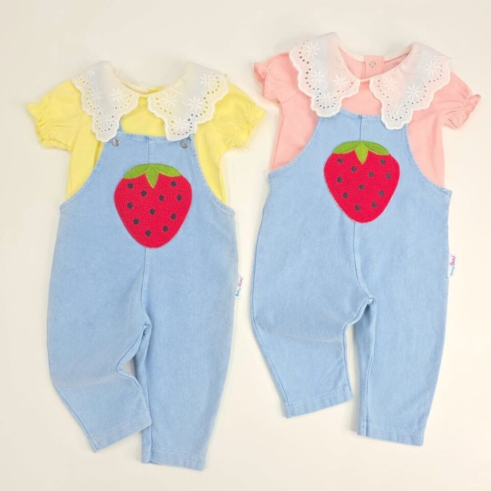 BABY BUU ÇİLEKLİ KOT SLOPET 6-9-12-18-24 AY 3-6 ay (68 cm) - sarı