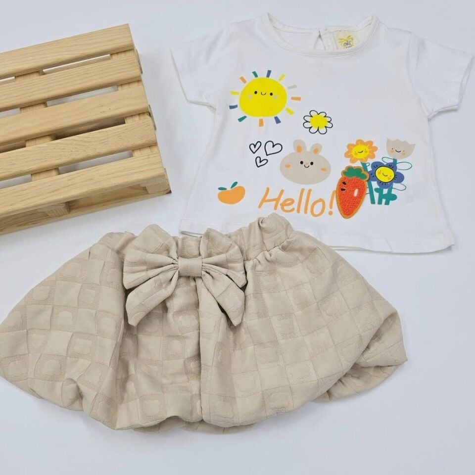 Air baby meyveli kabartma etekli takım 3-6-9-12-18 ay 12-18 ay (86 cm) - krem