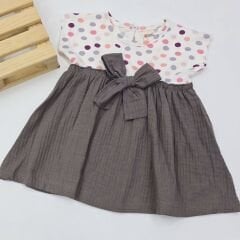 Baby wood Müslin fiyonklu puanlı elbise 6-9-12-18-24 ay