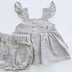 Minamino baby kelebek nakışlı müslin takım
