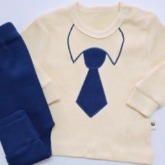 Chocukcha baby kravat nakışlı fitilli takım