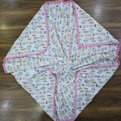 Desenli emprime çift katlı battaniye 100x100 cm