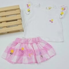 Air baby Papatya nakışlı etekli takım 3-6-9-12-18ay