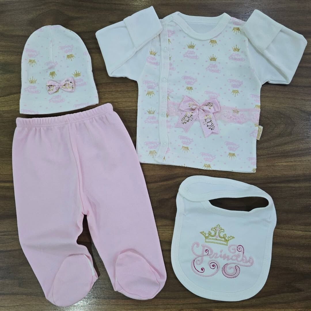 Prenses taçlı 4'lü yenidoğan takım 0-3 ay