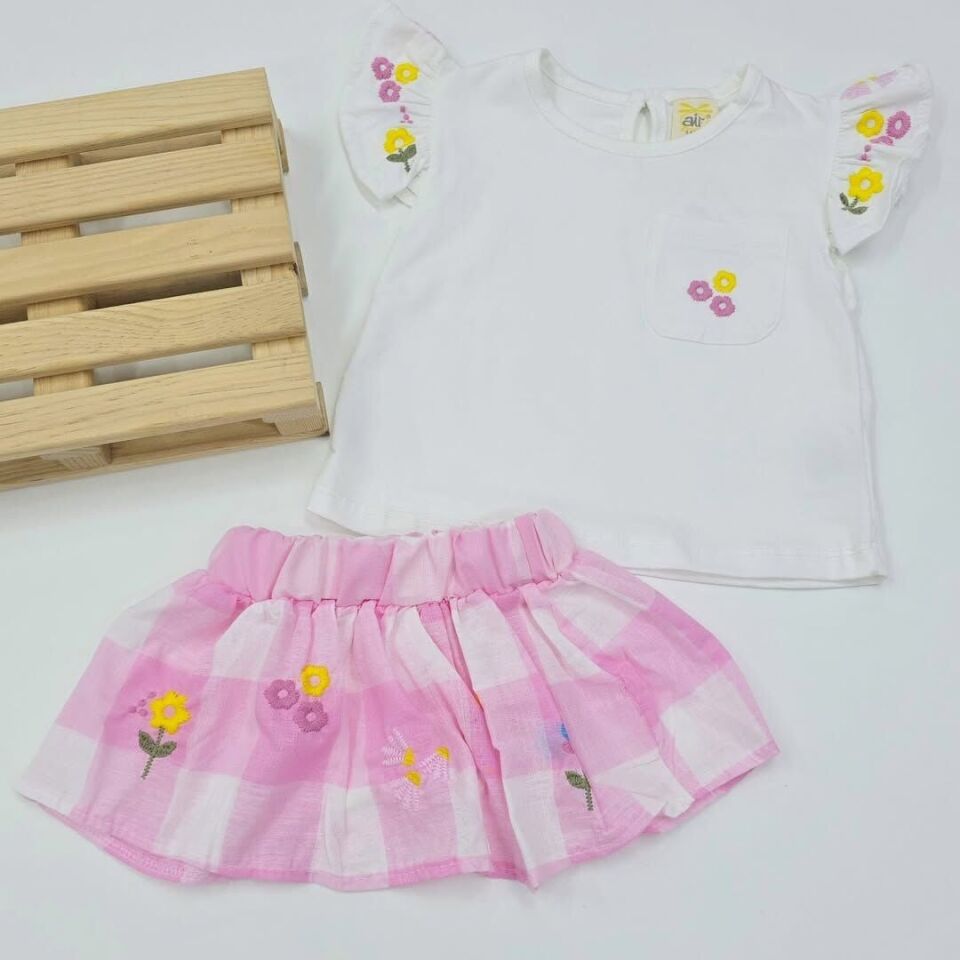 Air baby Papatya nakışlı etekli takım 3-6-9-12-18ay 12-18 ay (86 cm) - lacivert