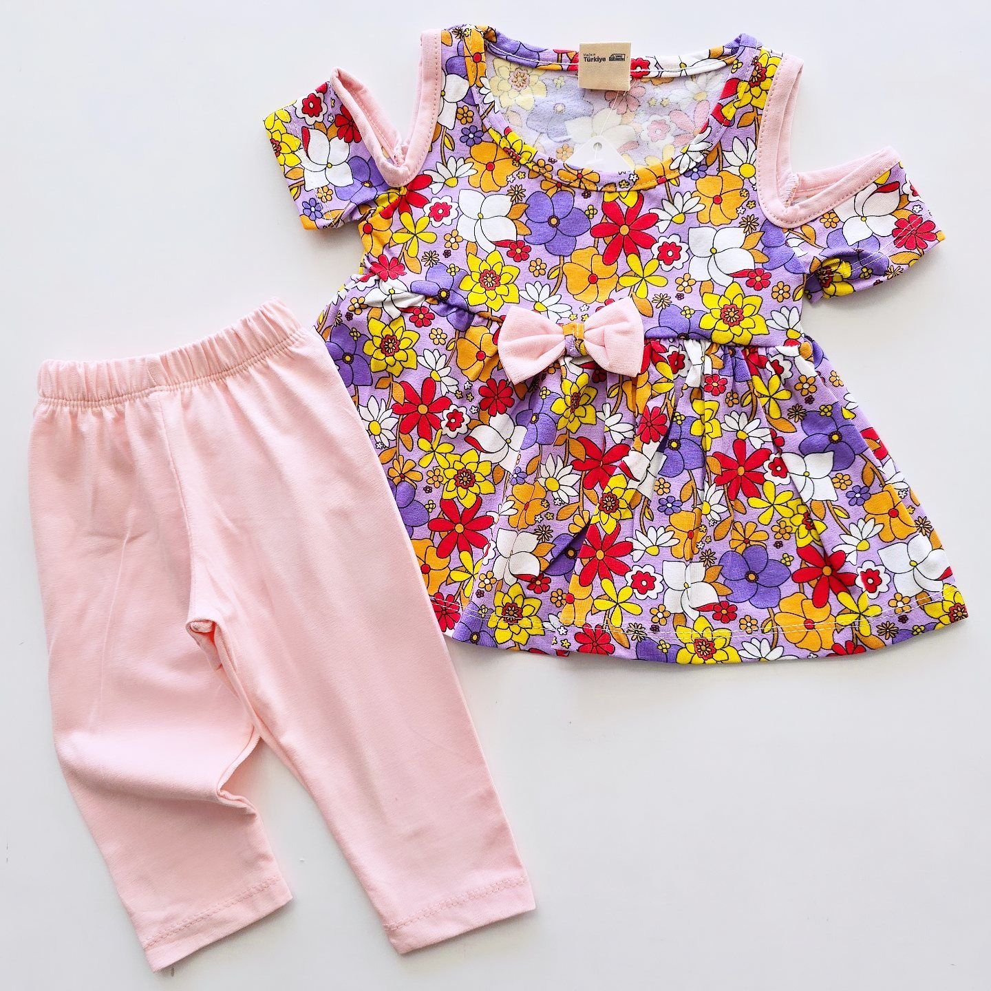 Wow colors baby fiyonklu çiçekli taytlı takım