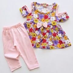 Wow colors baby fiyonklu çiçekli taytlı takım