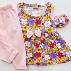 Wow colors baby fiyonklu çiçekli taytlı takım