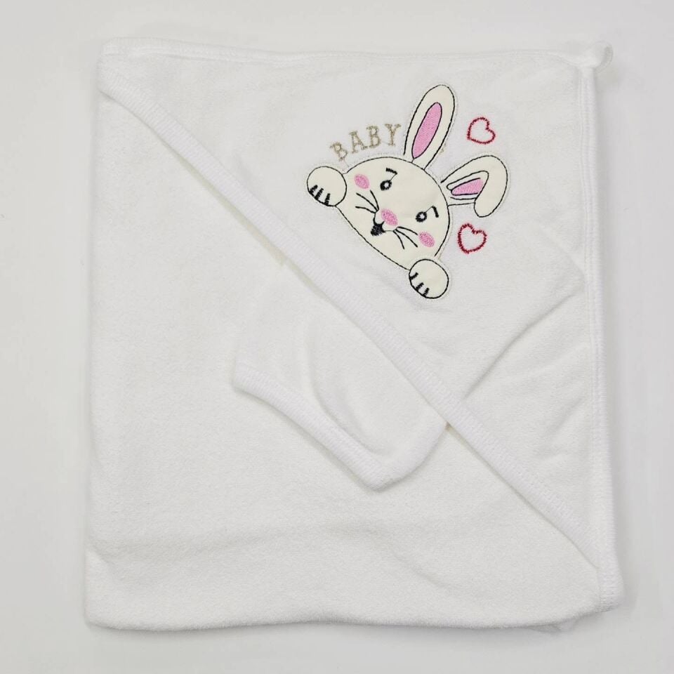 Çift katlı keseli bebek banyo havlusu 70x90 cm