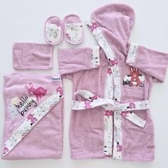 Miniworld baby bebek havlu bornoz seti lila