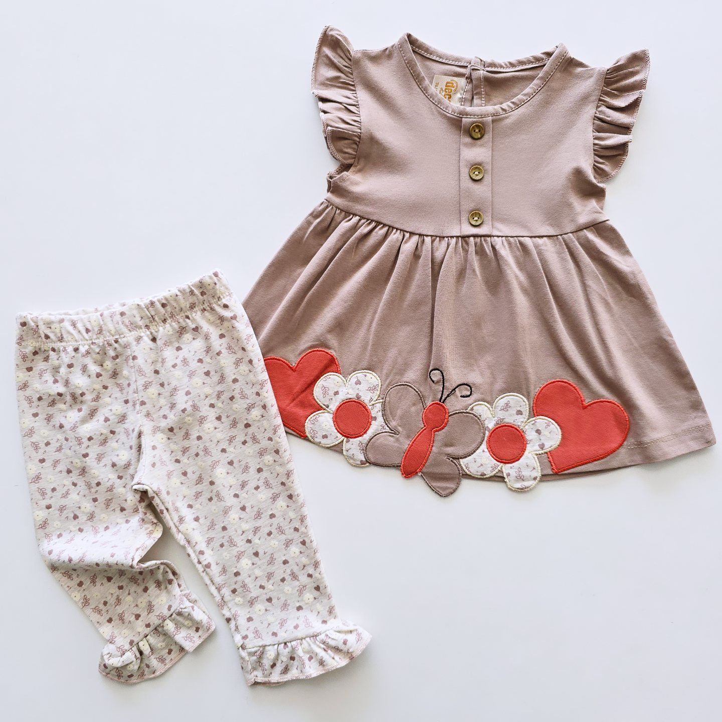 Deco baby kalp nakışlı takım