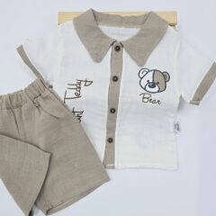 BABY MİLK MÜSLİN AYICIKLI TAKIM  6-9-12-18-24 AY