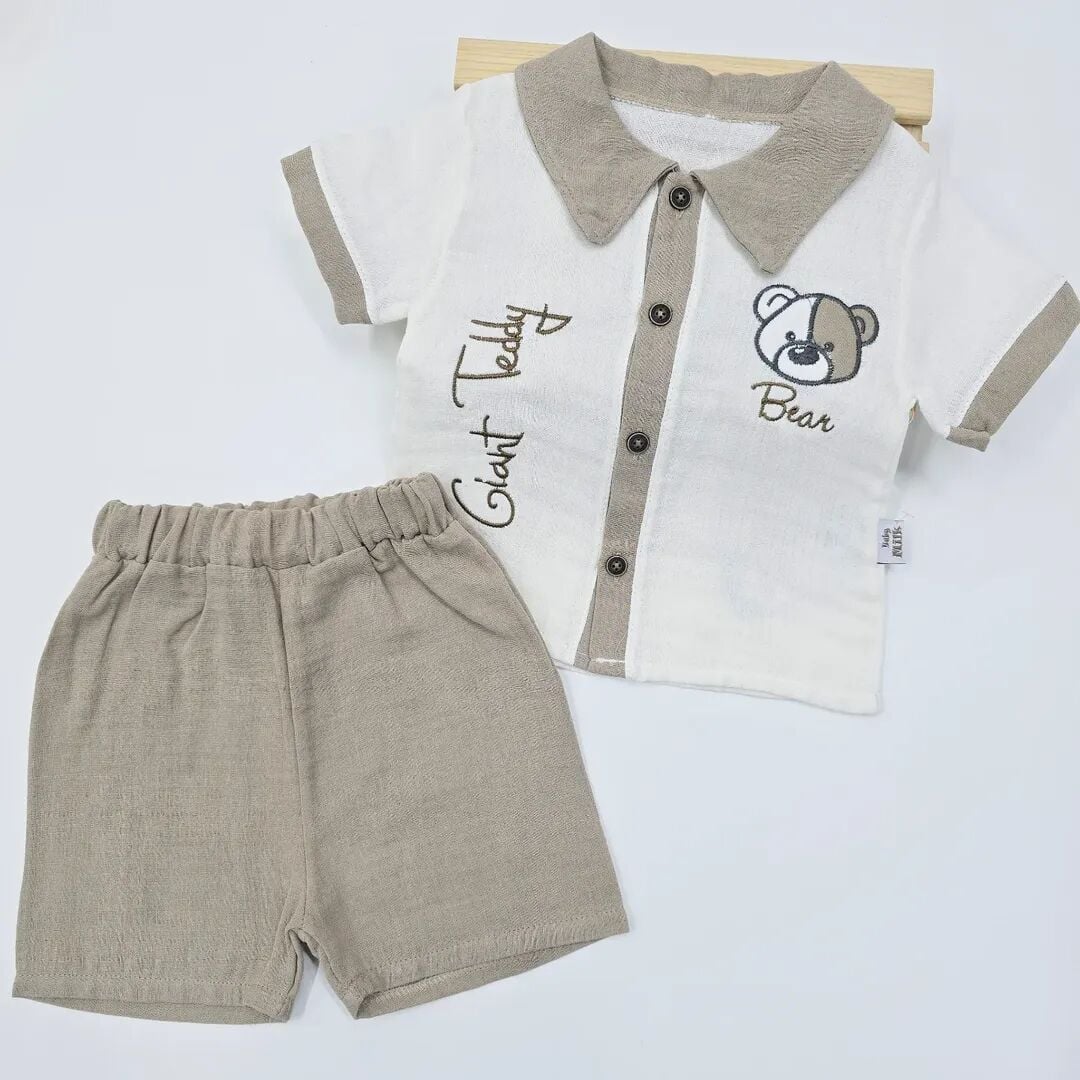 BABY MİLK MÜSLİN AYICIKLI TAKIM  6-9-12-18-24 AY