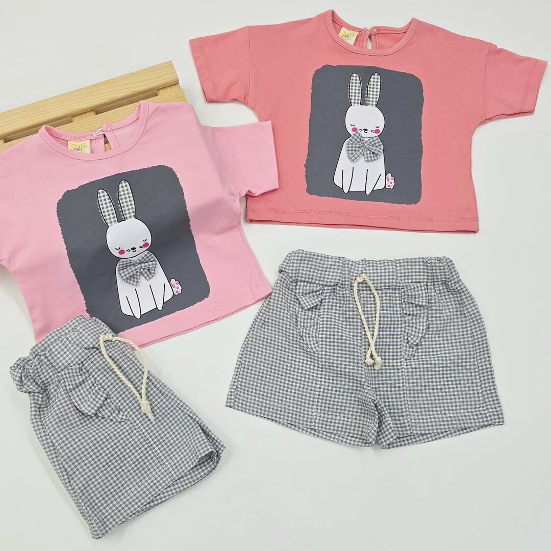 Air baby tavşanlı fırfırlı şortlu takım 6-9-12-18-24 ay